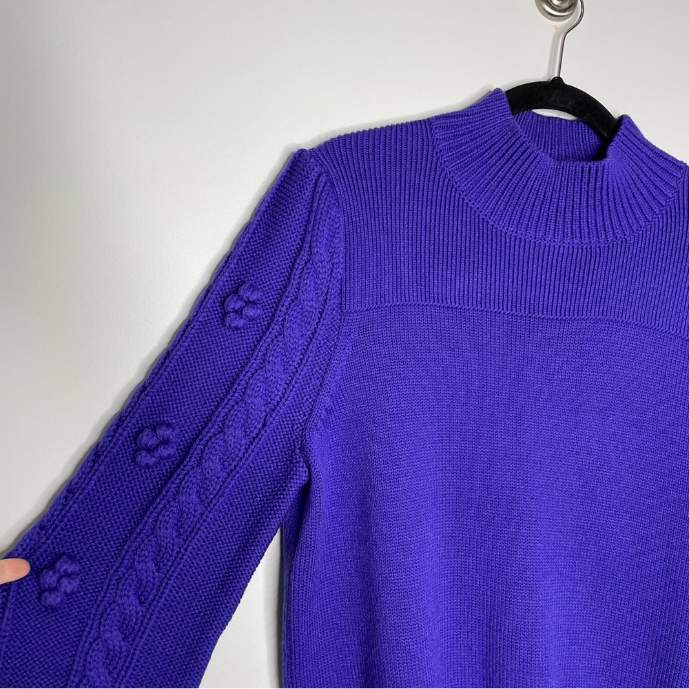 Anthropologie Maeve Purple Cable Sleeve Sweater - Picture 4 of 7